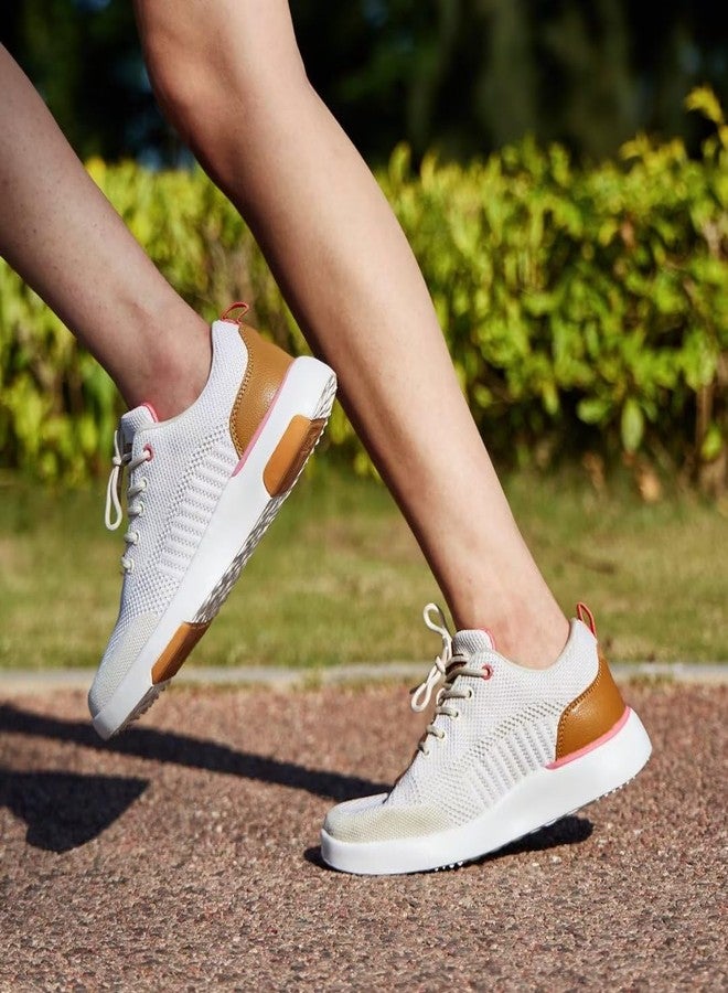 OrthoComfoot Women's Orthopedic Walking Shoes for Plantar Fasciitis: Arch Support Sneakers for Standing - Foot Pain Relief, Breathable Mesh Fabric Sneakers Ultralight Beige Size 7 - Image 3